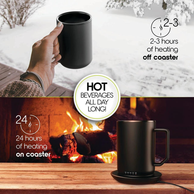 12oz. Stainless Steel Self Heating Coffee Mug with Lid, 3.5" x 3.5" x