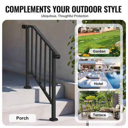 Handrails for Outdoor Steps, 2-3 Step Stair Hand Rail Kit,