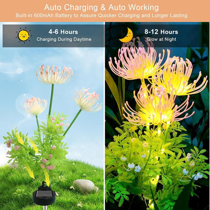 4 Pack Solar Garden Lights Outdoor, Solar Flower Lights for Yard with