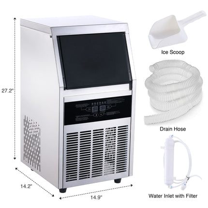 Commercial Ice Maker Machine, 90/110LBS/24H Under Counter Ice Maker,