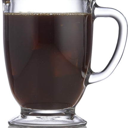 Glass Coffee Mugs Set of 6, Elegant 16 Ounce Clear Tea Cup Set ,