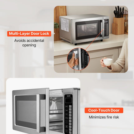 Countertop Microwave Oven, 0.9 Cu Ft, 1000W Digital Stainless Steel