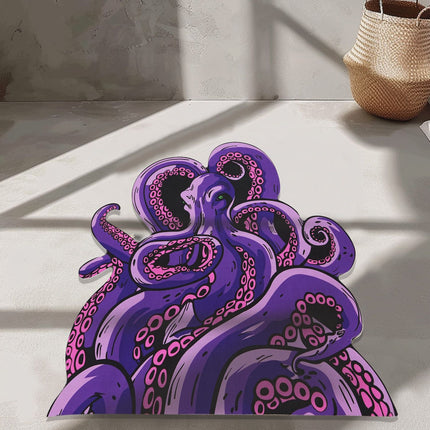 Octopus Bathroom Rug Non-Slip Mat -, Microfiber Absorbent Octopus Rug