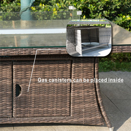 Direct Wicker Outdoor Rattan 50,000BTU Propane Gas Fire Pit Table