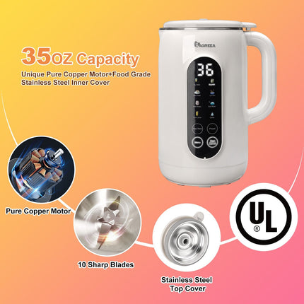 IAGREEA 8 in 1 Nut Milk Maker Machine Stainless Steel Lid BPA Free for
