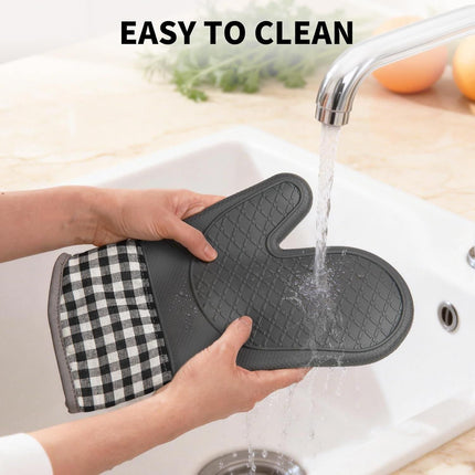 Plaid Oven Mitts and Pot Holders 4-Piece Set, Oven Mitts Gloves Heat