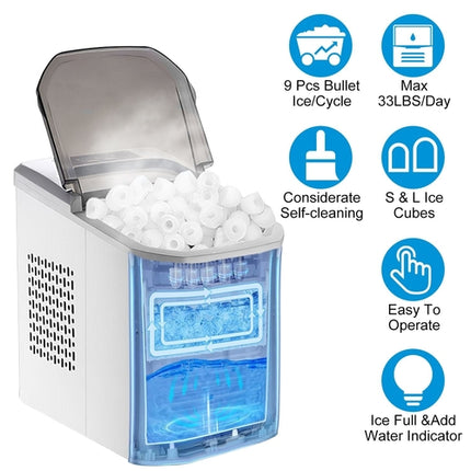 Electric Countertop Ice Maker with Ice Scoop Basket Self-cleaning Max