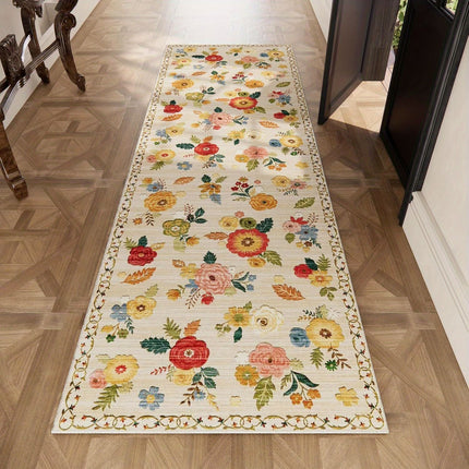 Washable Small Entryway Area Rugs: 2'x3' Floral Rug Non Slip Door Mat