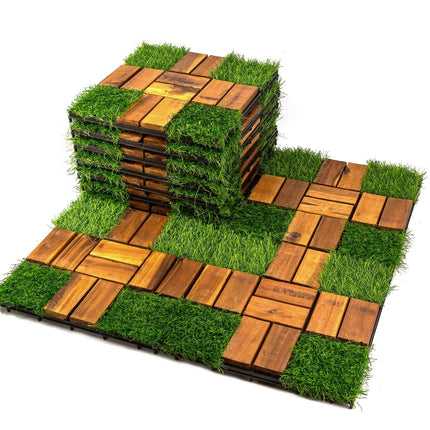 Acacia Wood Assembled Flooring , 10pack, 12 in. x 12 in.