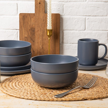 12-Piece Stoneware Dinnerware Sets with Mugs | Microwave & Dishwasher
