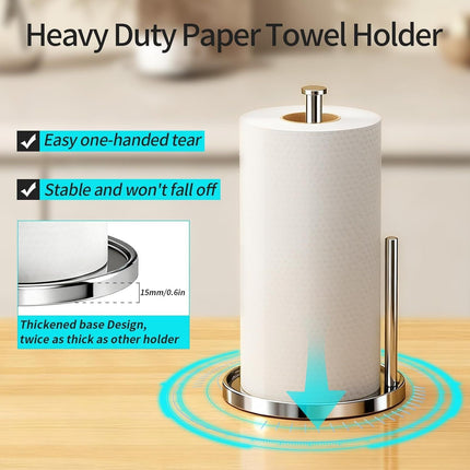 Paper Towel Holder Countertop, Standing Paper Roll Holder with Anti