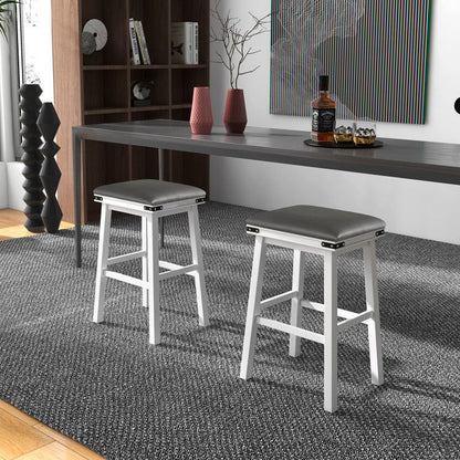 Set of 2 24/30 Inch Dining Bar Stool with Acacia Wood Frame