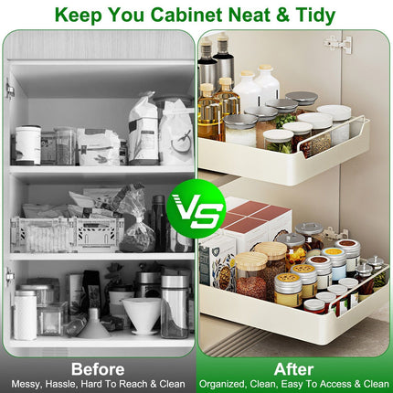 2Pcs Pull Out Cabinet Organizers Sliding Shelf Spice Rack Carbon Steel