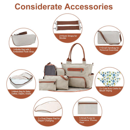 8Pcs Baby Nappy Diaper Bags Set for Mom Dad Mummy Handbags