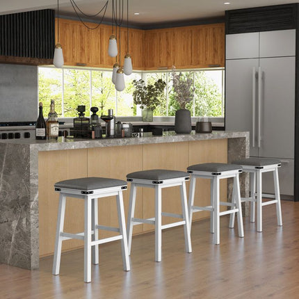 Set of 2 24/30 Inch Dining Bar Stool with Acacia Wood Frame