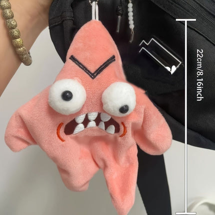 Grumpy Starfish, Pink Kicking Starfish Plush Pendant, Funny Spoofing