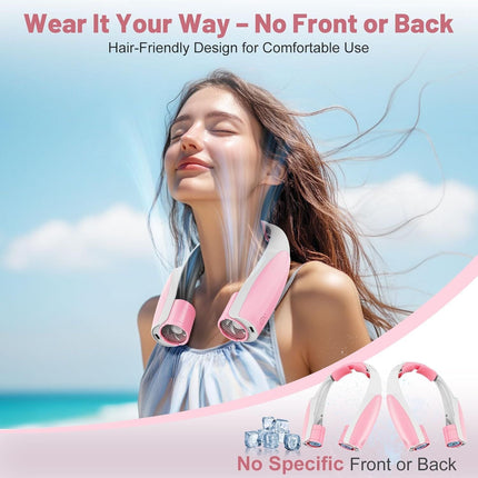 Portable Neck Fan with 6 Powerful Speeds, 8000mAh Battery Operated