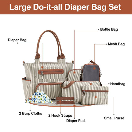 8Pcs Baby Nappy Diaper Bags Set for Mom Dad Mummy Handbags