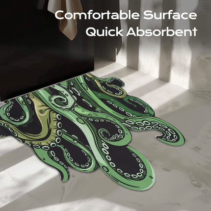 Octopus Bathroom Rug Non-Slip Mat -, Microfiber Absorbent Octopus Rug