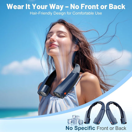 Portable Neck Fan with 6 Powerful Speeds, 8000mAh Battery Operated