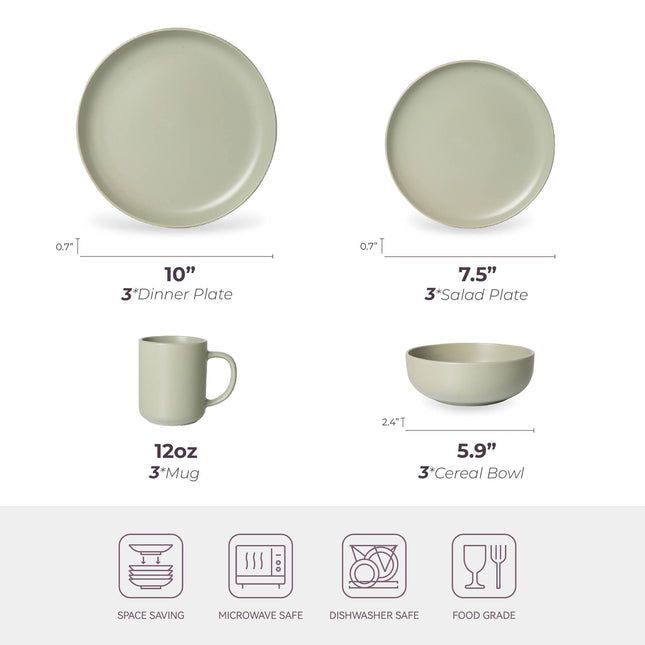 12-Piece Stoneware Dinnerware Sets with Mugs | Microwave & Dishwasher