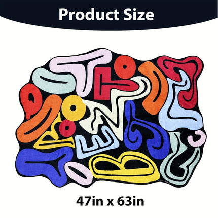 Thick Soft Velvet Colorful Letter Design Area Mat - Twisted Shape,