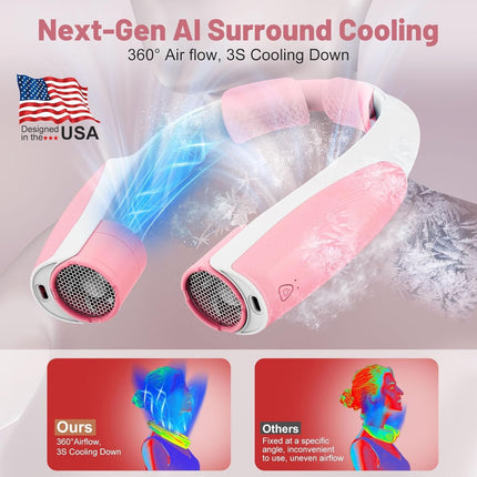 Portable Neck Fan with 6 Powerful Speeds, 8000mAh Battery Operated