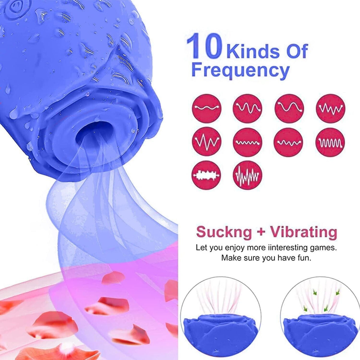 Discreet 10 Speed Personal Massage Rose Vibrator sucking Massager for