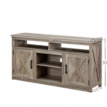 Farmhouse Barn door TV Media Stand Modern Entertainment Console for TV