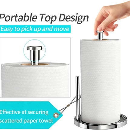 Paper Towel Holder Countertop, Standing Paper Roll Holder with Anti