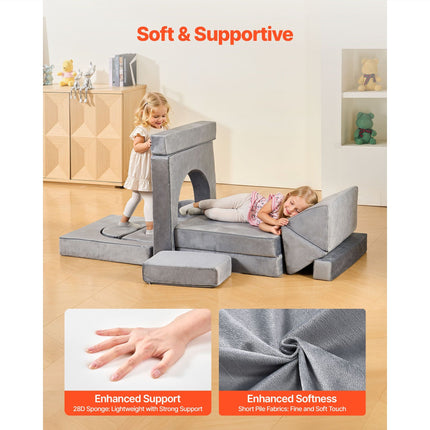 Modular Kids Play Couch, Sectional Toddler Sofa with Armrests, 28D