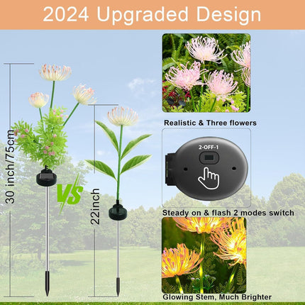 4 Pack Solar Garden Lights Outdoor, Solar Flower Lights for Yard with