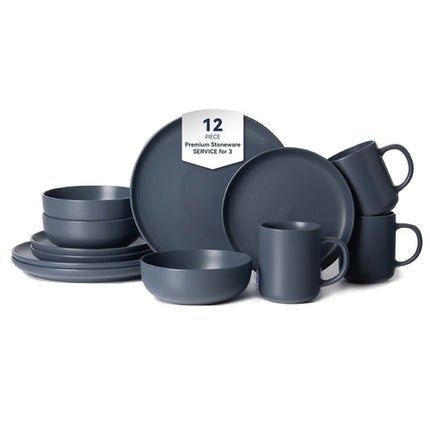 12-Piece Stoneware Dinnerware Sets with Mugs | Microwave & Dishwasher
