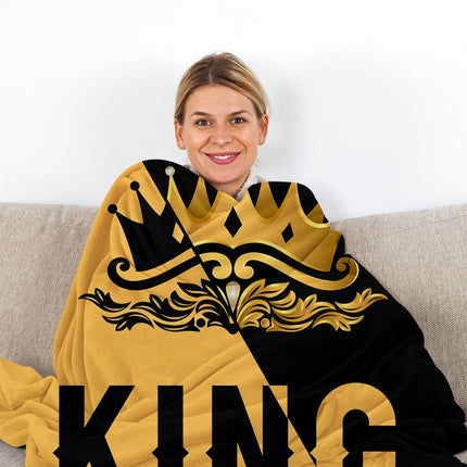 King with Crown Blanket Flannel Soft Plush Fleece Towel Quilt for