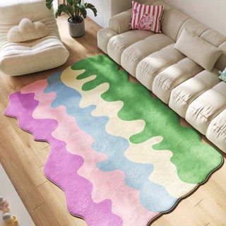 Area Rugs colorful abstract plush rug Soft velvet texture,