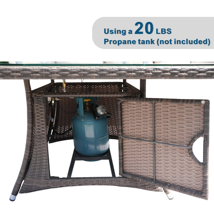 Direct Wicker Outdoor Rattan 50,000BTU Propane Gas Fire Pit Table