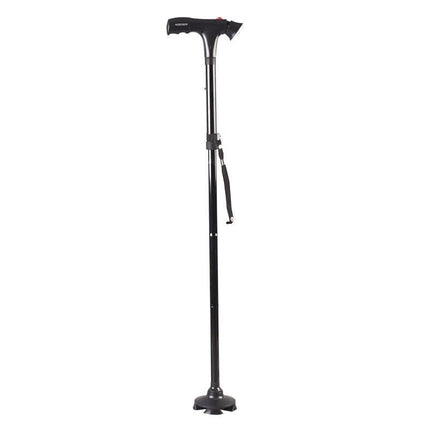 Collapsible Adjustable Height Cane With LED Light Alert Button Walking
