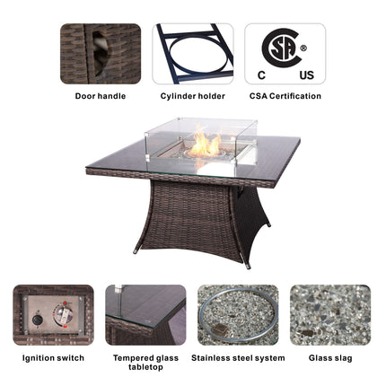 Direct Wicker Outdoor Rattan 50,000BTU Propane Gas Fire Pit Table