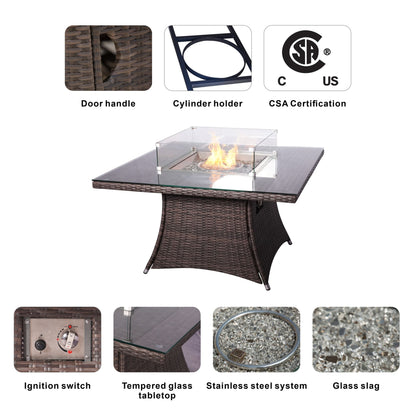 Direct Wicker Outdoor Rattan 50,000BTU Propane Gas Fire Pit Table