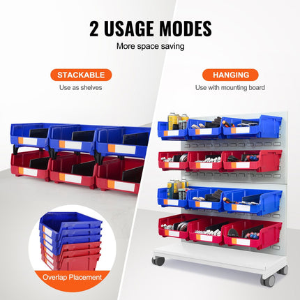 Plastic Storage Bin, (11-Inch x 11-Inch x 5-Inch), Hanging Stackable