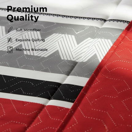 9-Piece Red & Geometric Zigzag Bedding & Curtain Set (Queen/King/Cal