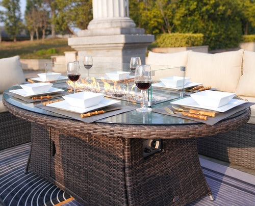 Direct Wicker Outdoor Rattan 50,000BTU Propane Gas Fire Pit Table