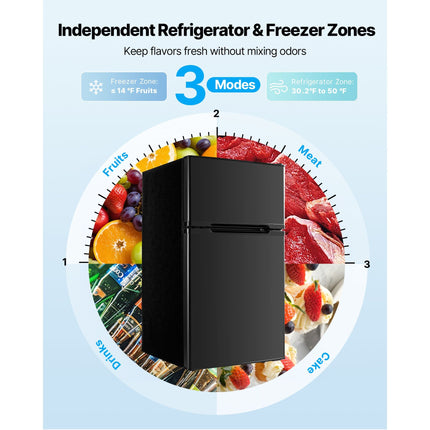 Mini Fridge with Freezer, 3.2 Cu.Ft, Two Door Compact Refrigerator,