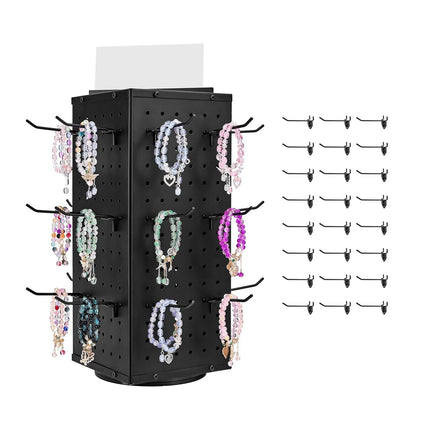 Rotating Pegboard Display Stand, 7.4 x 7.4 x 17 in 4-Sided Spinning