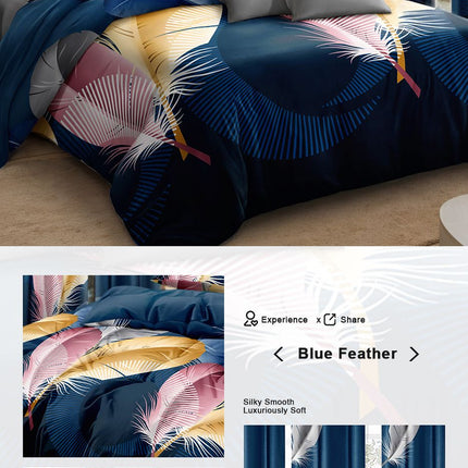 9-Piece Feather Print Bedding & Curtain Set (Queen/King/Cal King) -