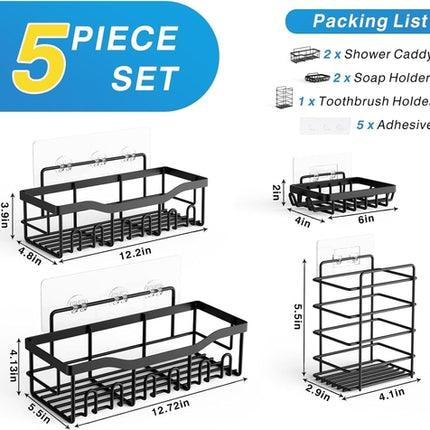 Adhesive Shower Caddy, 5 Pack Rustproof Stainless Steel Bath