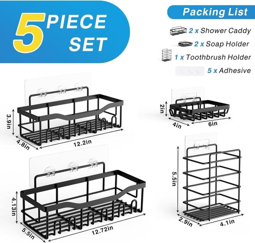 Adhesive Shower Caddy, 5 Pack Rustproof Stainless Steel Bath