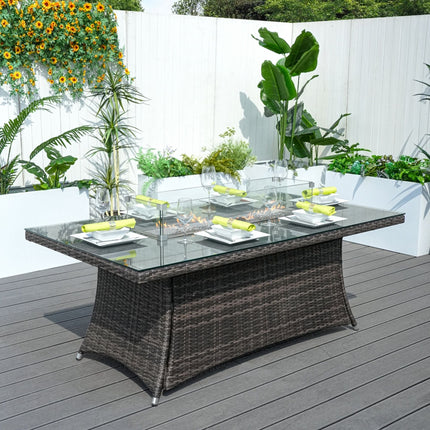 Direct Wicker Outdoor Rattan 50,000BTU Propane Gas Fire Pit Table