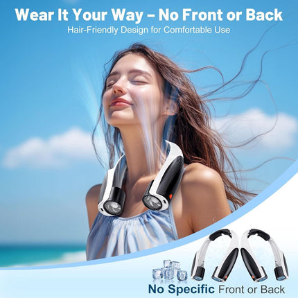 Portable Neck Fan with 6 Powerful Speeds, 8000mAh Battery Operated