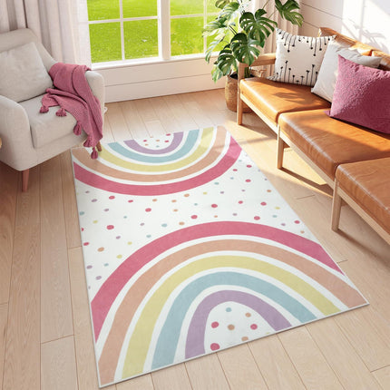 Washable Rainbow Rug for Girl Nursery, Small Rug 3X 5 Colorful Area